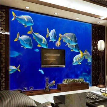Ocean Park globokomorskih rib zidana ozadja za dnevno sobo clownfish, modra TV dnevna soba v ozadju stene papirjev doma dekor
