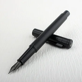Hongdian 1850 Črno Nalivno Pero, Kovine Titana Črn EF/F/Ukrivljena Konica Lepo Drevo Teksturo Pisanje Pero za Pisarniško Poslovanje