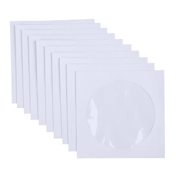50PCS 12,5 CM CD DVD Papir Rokavi Ovojnice za Shranjevanje Jasno Okno Primeru Zavihek Bela Prepognjen Papir Vrečko