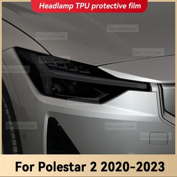 Avtomobilski Žarometi Zaščitno folijo Sprednji Žaromet, ki Zajema Prekajene Black TPU Film Pribor Nalepke Za Polestar 2 2020 2021 2022 2023