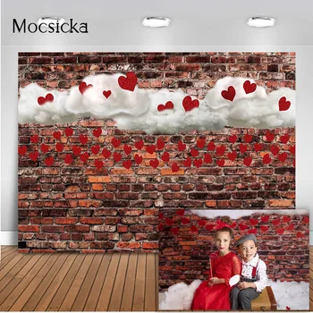 Mocsicka Zid Ozadje Fotografije Rdeče Srce Valentinovo Oblaki Novorojenega Otroka, Portret, v Ozadju Foto Studio Rekviziti