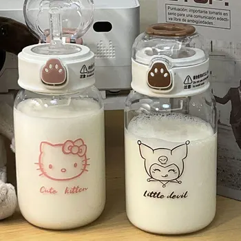 480Ml Sanrio Hello Kitty Steklenico Vode Pregleden Slame Steklenico Vode Diy Anime Kuromi Cinnamoroll Plastične Skodelice Stvar Darilo
