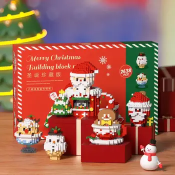 Božič Mikro gradniki Santa Claus Snežaka Elk Srčkan Živali Mačka Pes 3D Model Mini Opeke Slika Igrače Za Otroke Darilo