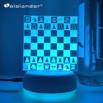 Igra Šah, 3D Hologram Razsvetljava Dekorativna Namizna Svetilka za Notranje Vzdušje Božič Darilo LED Senzor za Nadzor Svetlobe Karirasti plošče
