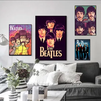 T-V-B-Beatles Rock Band Plakat samolepilne Umetnost Plakata Retro Kraft Papir za Nalepke DIY Soba, Bar Letnik Dekorativno Slikarstvo