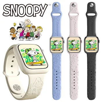 Snoopy Silikonski Trak za Apple Watch Band 44 45 mm 42mm 40 mm 38 mm 41mm 49 mm Zapestnica za IWatch Serije 7 Jv 6 5 4 3 2 1 Ultra