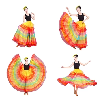 Ženska Večplastna Dolgo Krilo Španski Ples Krilo Ples Trebuh Krilo Velikem Zamahu Flamenco Kostum Mexicans Balet Krilo