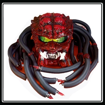 Cyber Punk Predator Čelada Maska Cosplay HD Železo Rdeča Rekviziti Halloween Carnival Kul Street Photography Anime Cosplay dodatki