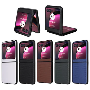 Za Motorola Razr 40 Ultra Primeru Luksuznih Ogljikovih Vlaken Slim PU usnjena torbica Za Motorola Moto Razr+ Plus 2023 Primeru Telefon