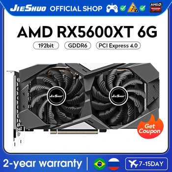 JIESHUO AMD RX 5600XT 6GB Gaming Grafične Kartice 2304 GPU GDDR6 192-bit PCI-E 4.0 RX5600XT 6 G PC Desktop Video Urad KAS RVN CFX