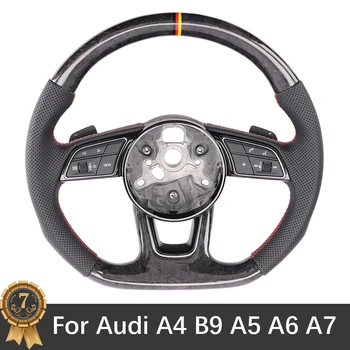 Za Audi A4 B9 A5 A6 A7 C8 A8 Ogljikovih Vlaken Rdečo Črto Multifunkcijski Volan S Vesla Montažo Pribor Priključki
