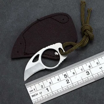 Ogrlica nož prenosni self-defense obesek unboxing iz nerjavečega jekla prenosni zunanji nož za preživetje nož, ki niso zložljiv nož
