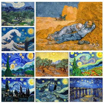 Van Gogh Diamantno Art Poslikave, Oljne Barve DIY Navzkrižno Šiv Ustvarjalni Mozaik Vezenje Za Odrasle Doma Dekor materinski Dan Darila
