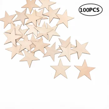 100 kozarcev 20 mm 0.78 palčni Naravnih Nedokončane Lesene Star Izrezanka Obliko, Les Star za Božič Poroka Stranka Dekor DIY Obrti