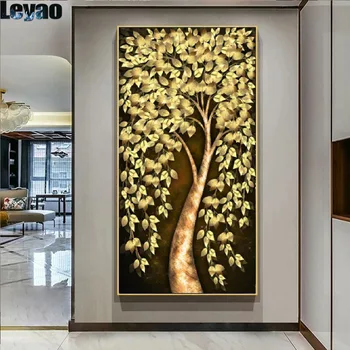diy diamond slikarstvo zlati bogato sliko drevesa, mozaik, poln kvadrat, krog 5d diamond vezenje Sodobne Drevo navzkrižno šiv Doma Dekor