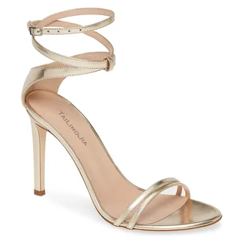 Poletje nov slog zlati PU stiletto banket obleko, sandale velikosti tanek pas vse-match modo po meri ženske čevlje