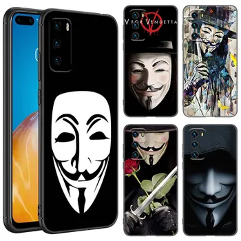V for Vendetta Masko Primeru Telefon Za Huawei P8 P9 P10 P20 P30 P40 Lite E P50 P Smart Pro Z S 2018 2019 2020 2021 Mehko Črni Pokrov
