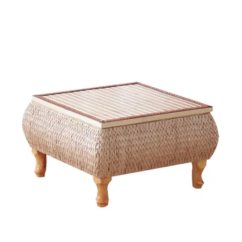 Majhno mizico S Skladiščenjem Bambusa in Ratana Tatami Platformo Nizko Mizo Za dnevno Sobo Pohištvo Doma Bay Okno Balkon