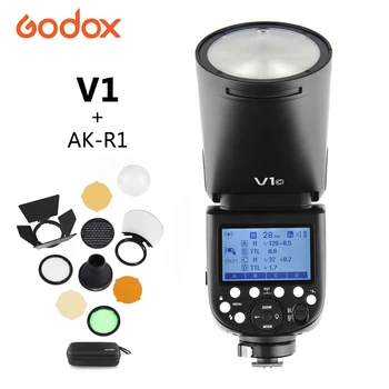 Godox V1 Na Fotoaparat Krog Bliskavica Speedlight za SONY, NIKON CANON Fotoaparat R2 TTL Bliskavico z AK-R1 Xpro Flash Triger