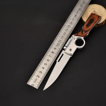 K47 Folding Nož Self-Defense Leseni Ročaj Folding Nož Rezilo Prostem Nož
