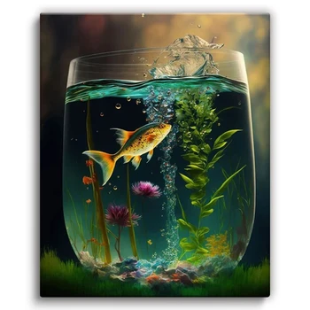RUOPOTY Barvanje Z Številkami Za Platno, slikajo na Steklo, posodo za ribe, Za odrasle, umetnosti, obrti Osebno darilo