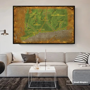 Connecticut - World Of Warcraft Slog Zemljevid Igra Plakat Platno Umetnosti Tiskanja Doma Dekoracijo Stensko Slikarstvo ( Brez Okvirja )