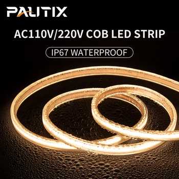 PAUTIX IP67 Nepremočljiva 110V AC 220V COB LED Trak Svetlobe 320Leds/m Zatemniti Visoko Svetlost 3000K 4000K 6000K Prilagodljiv Trak