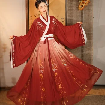 Kitajske Tang Dinastije, Črni In Rdeči Ženski Hanfu Elegantno Princesa Plesa Kitajski Poročno Obleko Hanfu Oblačila