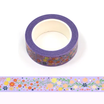 10PCS/veliko 15 mm*10m Zlato Folijo, Rože, Dekorativne Cvetlični Washi Tape Scrapbooking Maskirni Trak Pisarniški Material washi tape nalepka