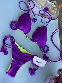 Kopalke Tangice Bikini Komplet 2023 Nove Modre Kopalke, Ženska Seksi Kopalke Bikini Trikotnik Povoj Ženski Plažo Bikini