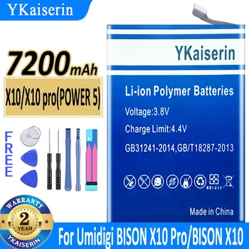 YKaiserin 7200mAh Višina Zmogljivosti za UMI Umidigi BISON X10 X10 Pro Power 5 Baterije mobilnega Telefona Baterije