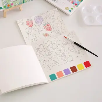 Umetnik Orodje Set Vrtec Akvarel Papir Prazen Doodle Knjiga Nastavite Kolorit Knjige Z Barvo in Čopič za Risanje Knjiga