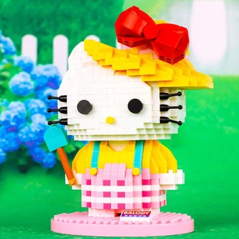 Sanrio Gradniki Srčkan Hello Kitty Majhnih Delcev Puzzle Skupščine Model Igrača Moda Dekoracijo Ustvarjalno Darilo Okolici