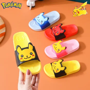 Pokemon Pikachu Otroci Copate Cute Anime Poletne Non-slip Copate za Fante, Dekleta Kawaii Risanka Čevlji Otroci Sandale Natikači
