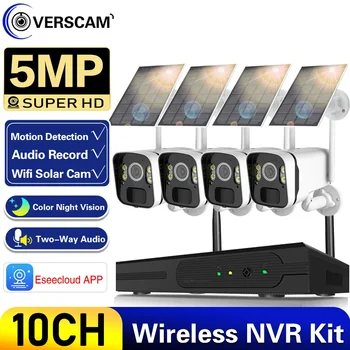 10CH 5MP NVR Brezžični Sončne celice, Baterije, WIFI Kamera, WiFi NVR Video Nadzor, Varnostni Sistem, Komplet Z PIR Odkrivanje, Spremljanje