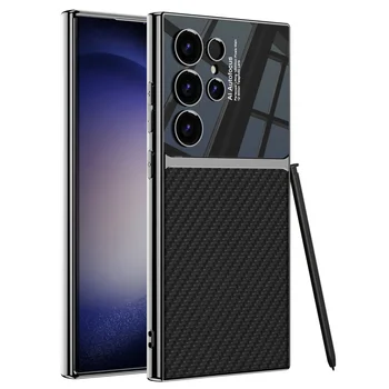 Za Samsung Galaxy S24 Ultra Plus Primeru Ultra Tanek Electroplated TPU Mehko Navaden Usnje Shockproof zaščitni Pokrov Dodatki