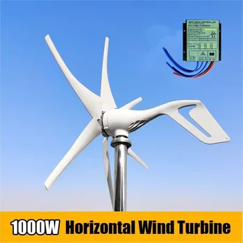 1000W Vetrne Turbine 6 Rezila Powwer Generator Energije brez MPPT Hibridni Krmilnik Vetrnica Kmetiji Streho Uporabo Nizko raven Hrupa Moč Generatorja
