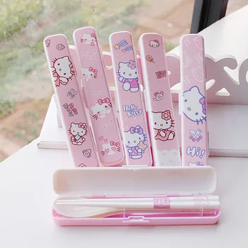 Sanrio Namizna Palčke Vilice, Žlica Hello Kitty Koreje Potovanje Prenosni Smole, Melaminske Posode Palčke Vilice, Žlica