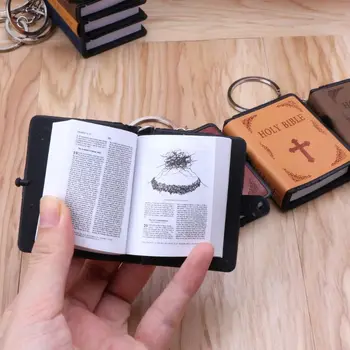 Mini Knjiga za ključe Usnje Miniaturni Knjigi Keychain Duhovno Krščansko Jezus Keychain Nakit Darilo za 066C