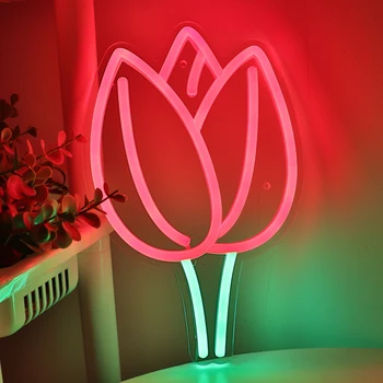 1pc Rose Cvet LED Wall Art Neon Znak Svetlobe v Prostor Tokov Trgovina Stranka Galerija Studio Pub Bar Dekoracijo 6.69