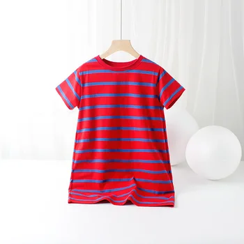 Obleko Za Deklice, Rdeča, Modra Pletene Trakove Poletne Obleke Korejska Različica Slog Najstniški Otroci Oblačila 6 8 10 12 14 Leto