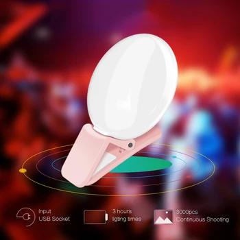 Mini Q Selfie Obroč Svetlobe LED Bliskavico Telefon Objektiv Svetlobno USB Polnilne Posnetek Mobilni Telefon Napolnite Lučka za Ženske Selfie Luči