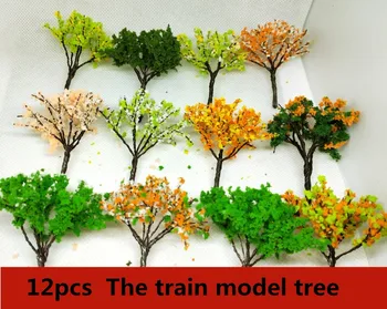 Stavba 12 KOS barva peska tabela model vlak cestni model drevesa, vrt krajine Cvetje cycas