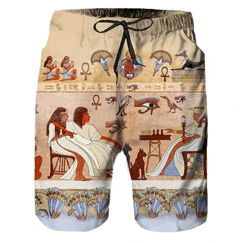 Stari Egipt Element 3D Tiskanih Plaža Hlače Modni Afriške Grafični Dostopi Za Moške Obleke Board kratke Hlače Moški Bermudas Hlače