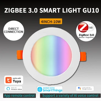 Tuya 3.0 Zatemnitev Krog Spot Luči 10W LED Downlight, WiFi RGB Barvni Spreminjanje Toplo Kul Svetlobe Delo Z Alexa Doma