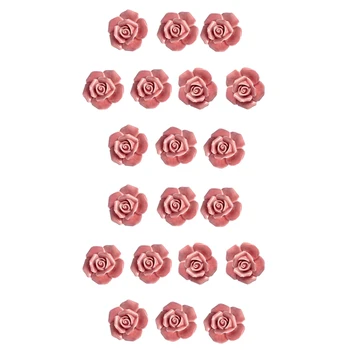20 Kosov Keramike Letnik Cvetlični Rose Cvet Vrata, Gumbi Ročaj Predala Kuhinja + Vijaki (Roza)