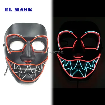 Novost Stalno Na Žareče Grozljive Maske za noč Čarovnic Dekor EL Masko Cosplay Masko Za Dance DJ Klub Bar Stranke Rave