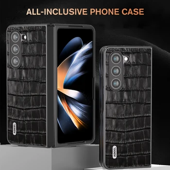 Luksuzni Usnje Vzorec Krokodil Ohišje Za Samsung Galaxy Ž Fold5 5G All-inclusive Telefon Kritje Coque ZFold5 ZFold 5 Krat 5 Fundas
