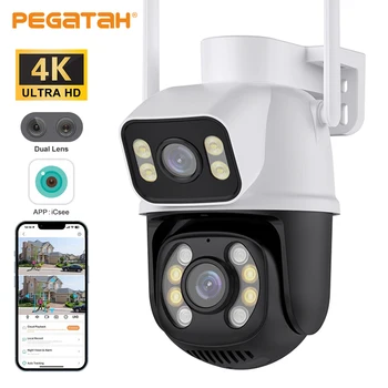 PEGATAH 8MP 4K WiFi PTZ IP Kamero z Dvojno Objektiv Dual Barvni Zaslon Night Vision Auto Tracking CCTV Kamere za Nadzor ... ICSEE