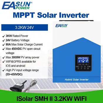 Easun Power Solar Hybrid Inverter 12V AC 220V 2.2 KW, Pure Sine Wave Inverter Graditi v 80A MPPT Polnilnik Max PV 450V WIFI Neobvezno